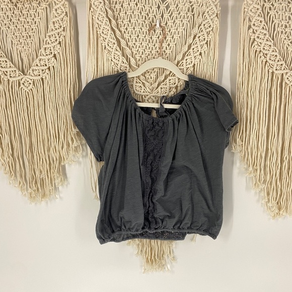 Anthropologie Tops - Anthropologie ETT Twa Crochet Detail Blouse Gray